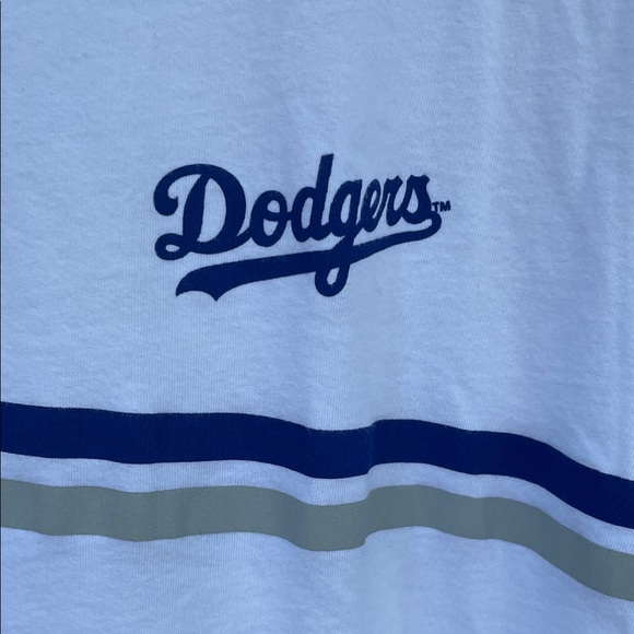 Dodgers Tailgate White Long Sleeve Dodgers Shirt/ Blue Gray Stripes Sz Sm Nice - Picture 6 of 8
